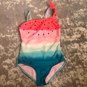 Cat & Jack Girl One Piece Watermelon Swimsuit Medium 7/8